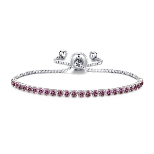 June Birthstone Friendship Slider Bracelet with Alexandrite Zircondia® Crystals - Philip Jones Jewellery