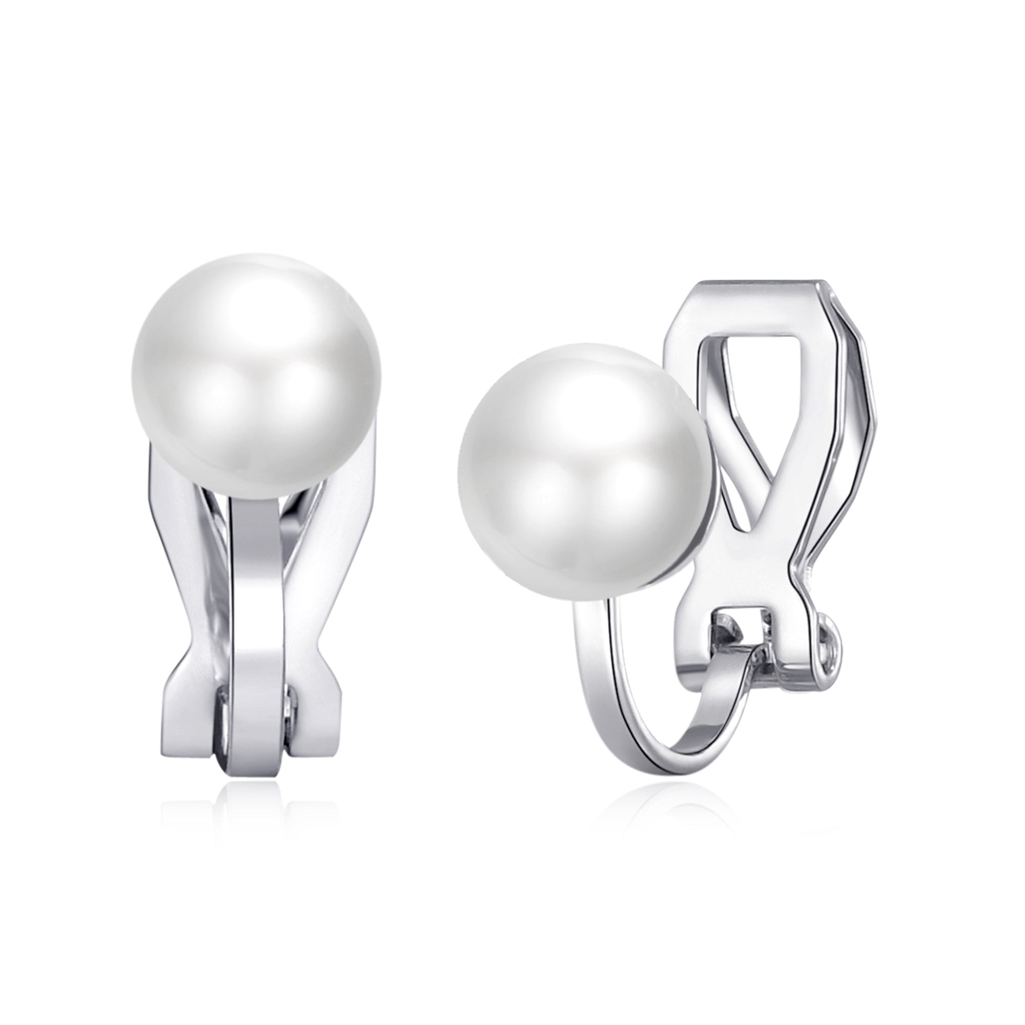 June (Pearl) Birthstone Clip On Earrings Created with Gemstones from Zircondia® - Philip Jones Jewellery