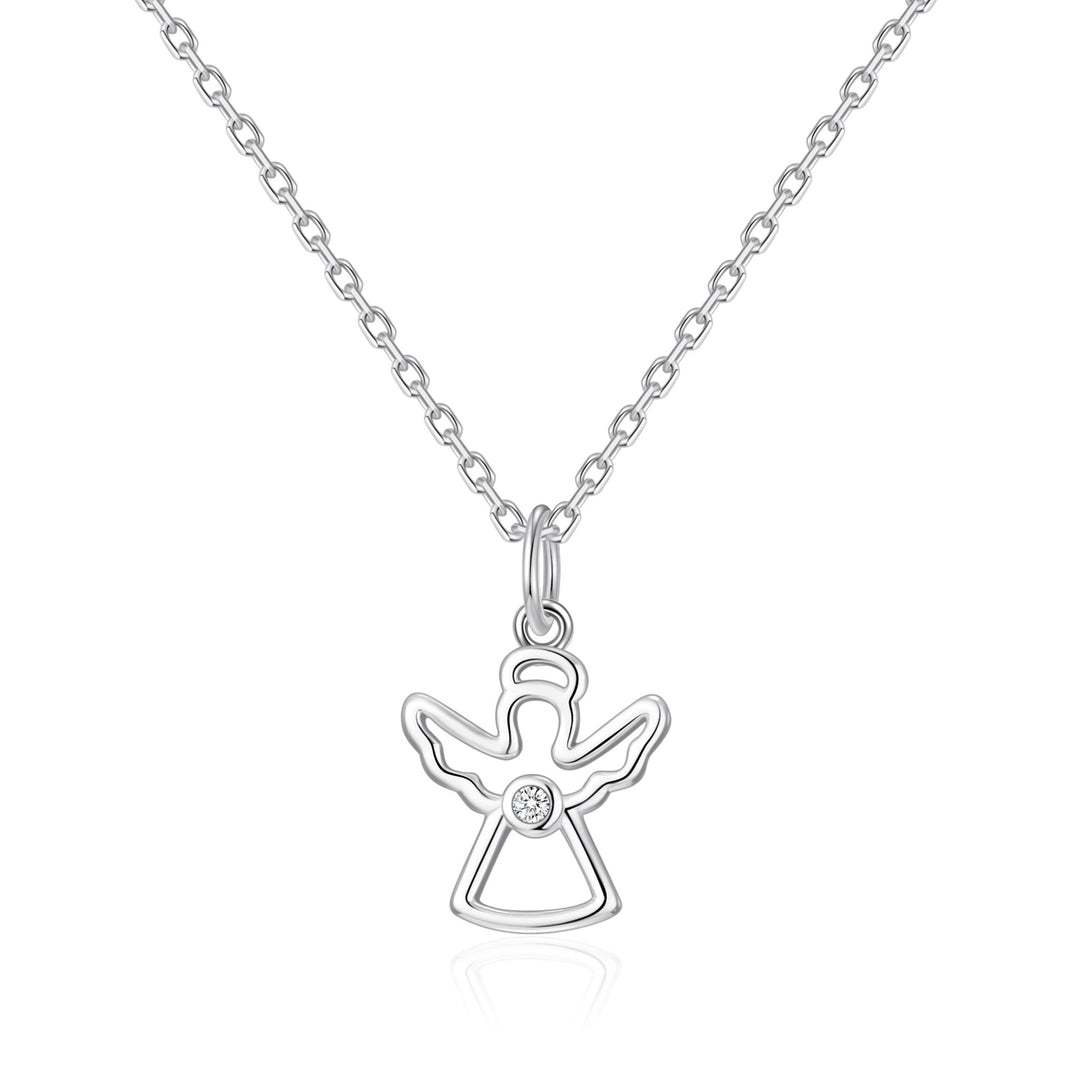 Kids Sterling Silver Angel Necklace Created with Zircondia® Crystals - Philip Jones Jewellery
