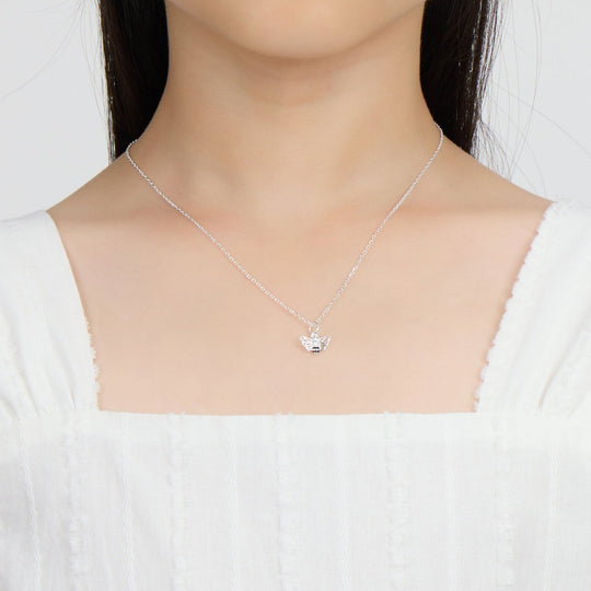 Kids Sterling Silver Bumble Bee Necklace Created with Zircondia® Crystals - Philip Jones Jewellery