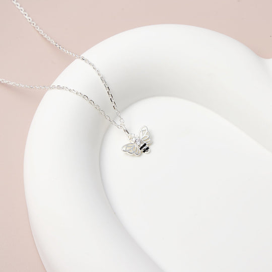 Kids Sterling Silver Bumble Bee Necklace Created with Zircondia® Crystals - Philip Jones Jewellery