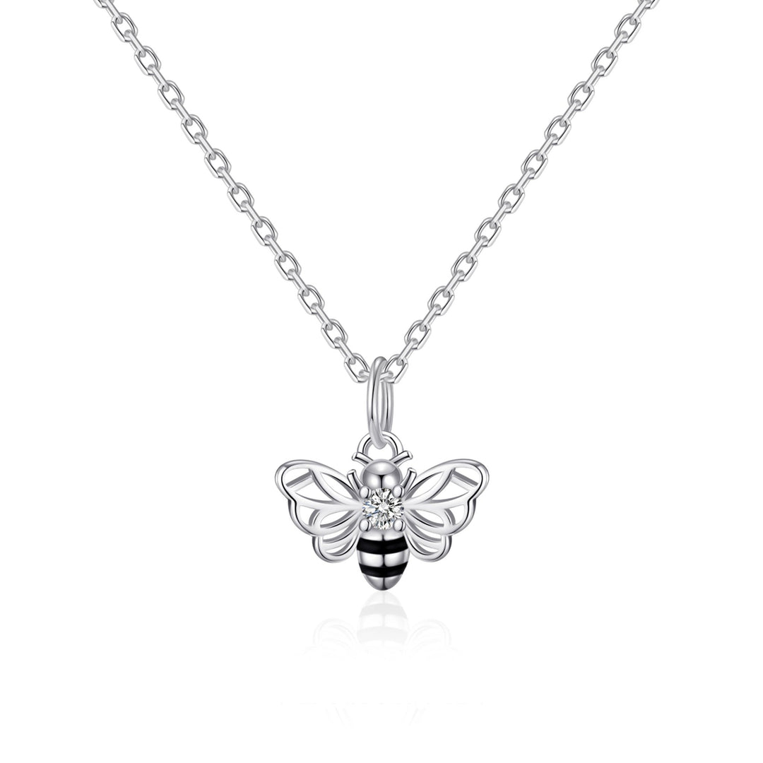Kids Sterling Silver Bumble Bee Necklace Created with Zircondia® Crystals - Philip Jones Jewellery