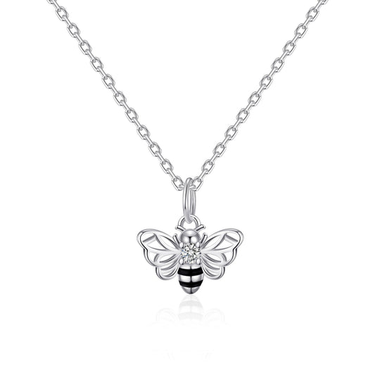 Kids Sterling Silver Bumble Bee Necklace Created with Zircondia® Crystals - Philip Jones Jewellery