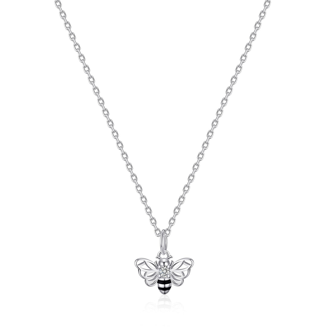 Kids Sterling Silver Bumble Bee Necklace Created with Zircondia® Crystals - Philip Jones Jewellery