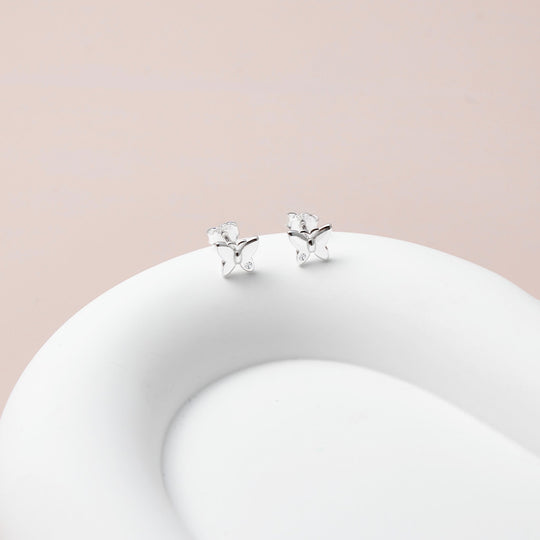 Kids Sterling Silver Butterfly Earrings Created with Zircondia® Crystals - Philip Jones Jewellery