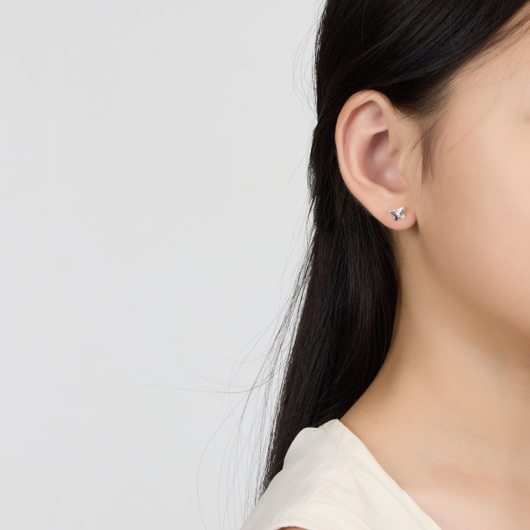 Kids Sterling Silver Butterfly Earrings Created with Zircondia® Crystals - Philip Jones Jewellery