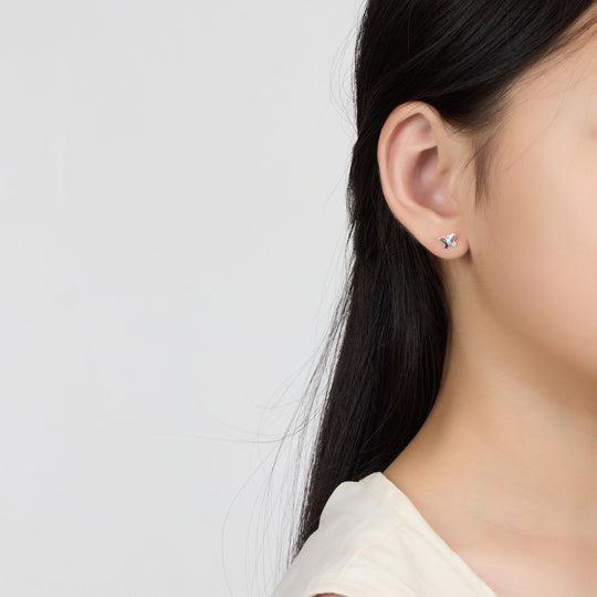 Kids Sterling Silver Butterfly Earrings Created with Zircondia® Crystals - Philip Jones Jewellery