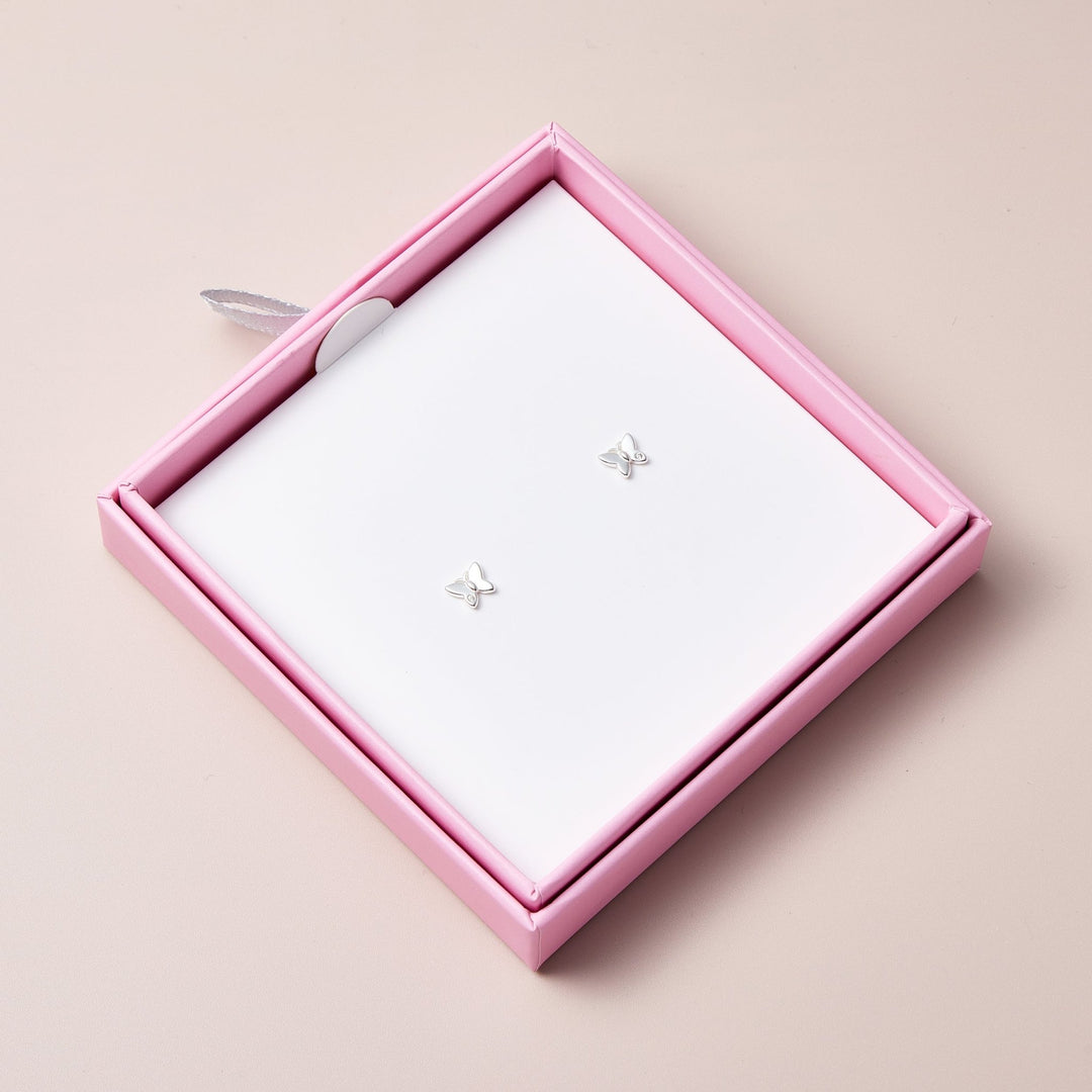 Kids Sterling Silver Butterfly Earrings Created with Zircondia® Crystals - Philip Jones Jewellery
