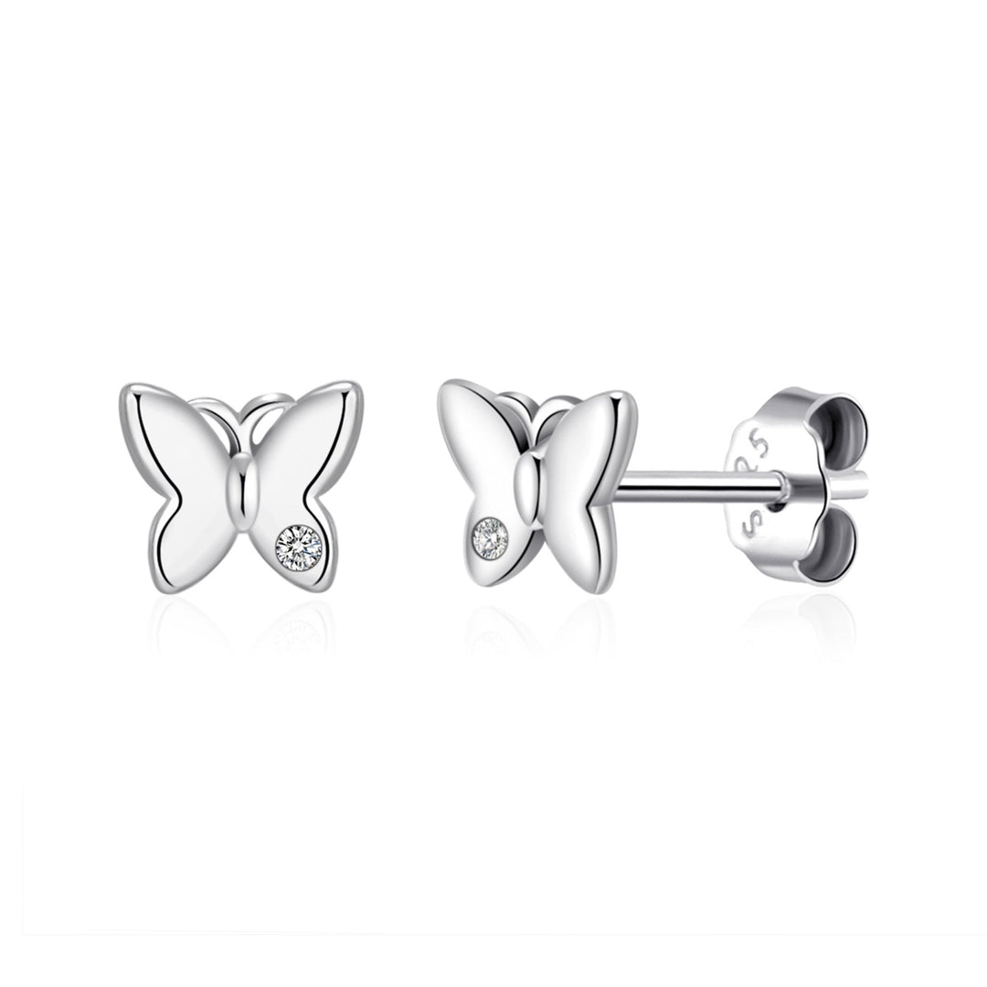 Kids Sterling Silver Butterfly Earrings Created with Zircondia® Crystals - Philip Jones Jewellery