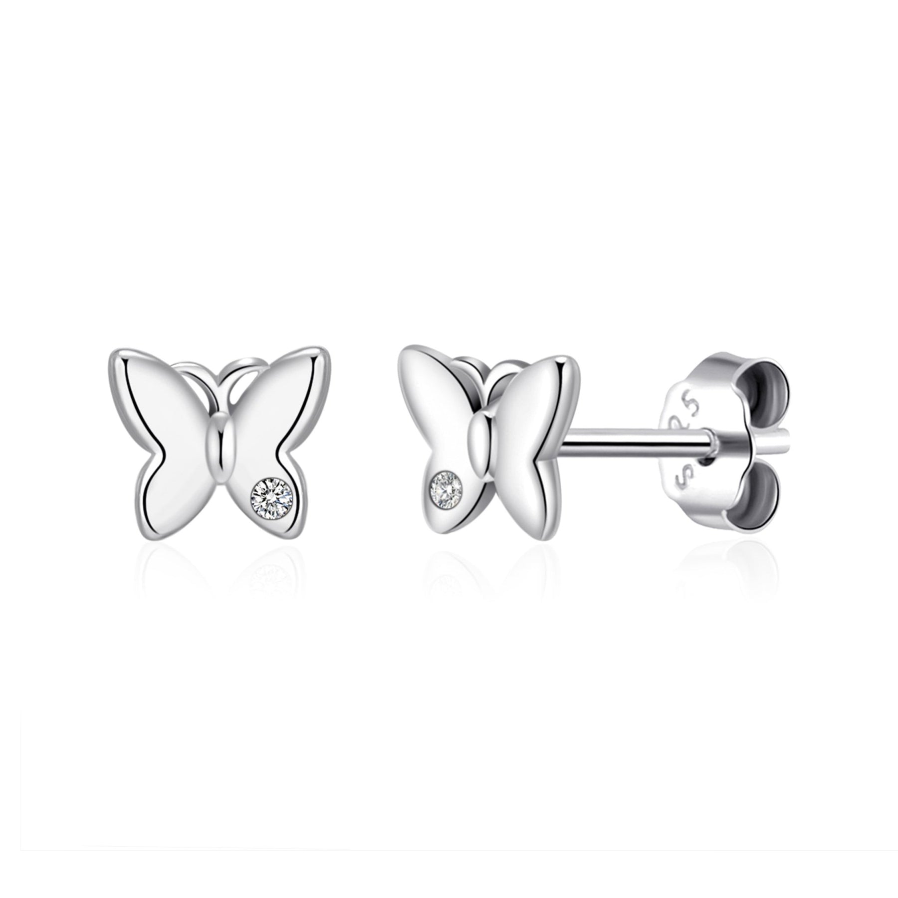 kids sterling silver butterfly earrings created with zircondia crystals 9381614