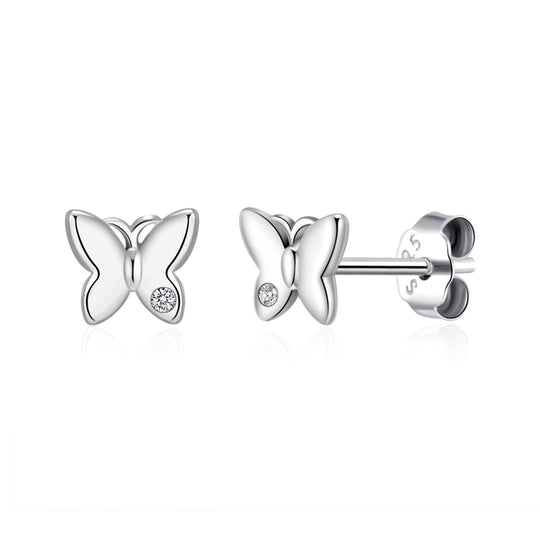 Kids Sterling Silver Butterfly Earrings Created with Zircondia® Crystals - Philip Jones Jewellery