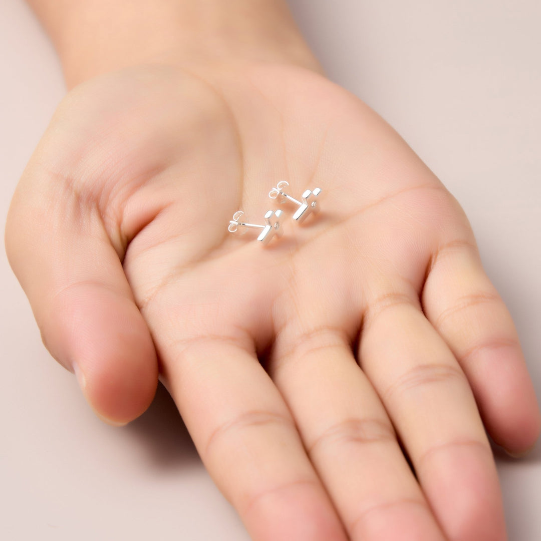 Kids Sterling Silver Cross Earrings Created with Zircondia® Crystals - Philip Jones Jewellery