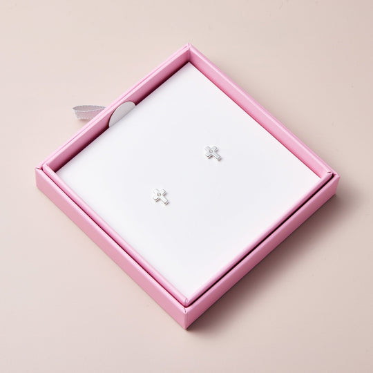 Kids Sterling Silver Cross Earrings Created with Zircondia® Crystals - Philip Jones Jewellery
