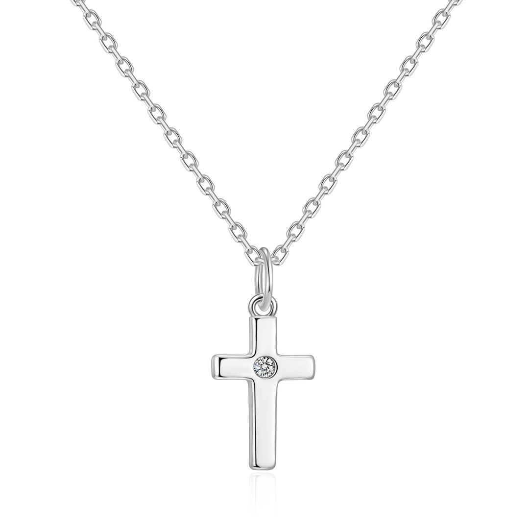 Kids Sterling Silver Cross Necklace Created with Zircondia® Crystals - Philip Jones Jewellery