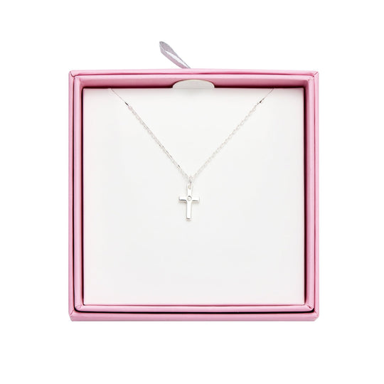 Kids Sterling Silver Cross Necklace Created with Zircondia® Crystals - Philip Jones Jewellery