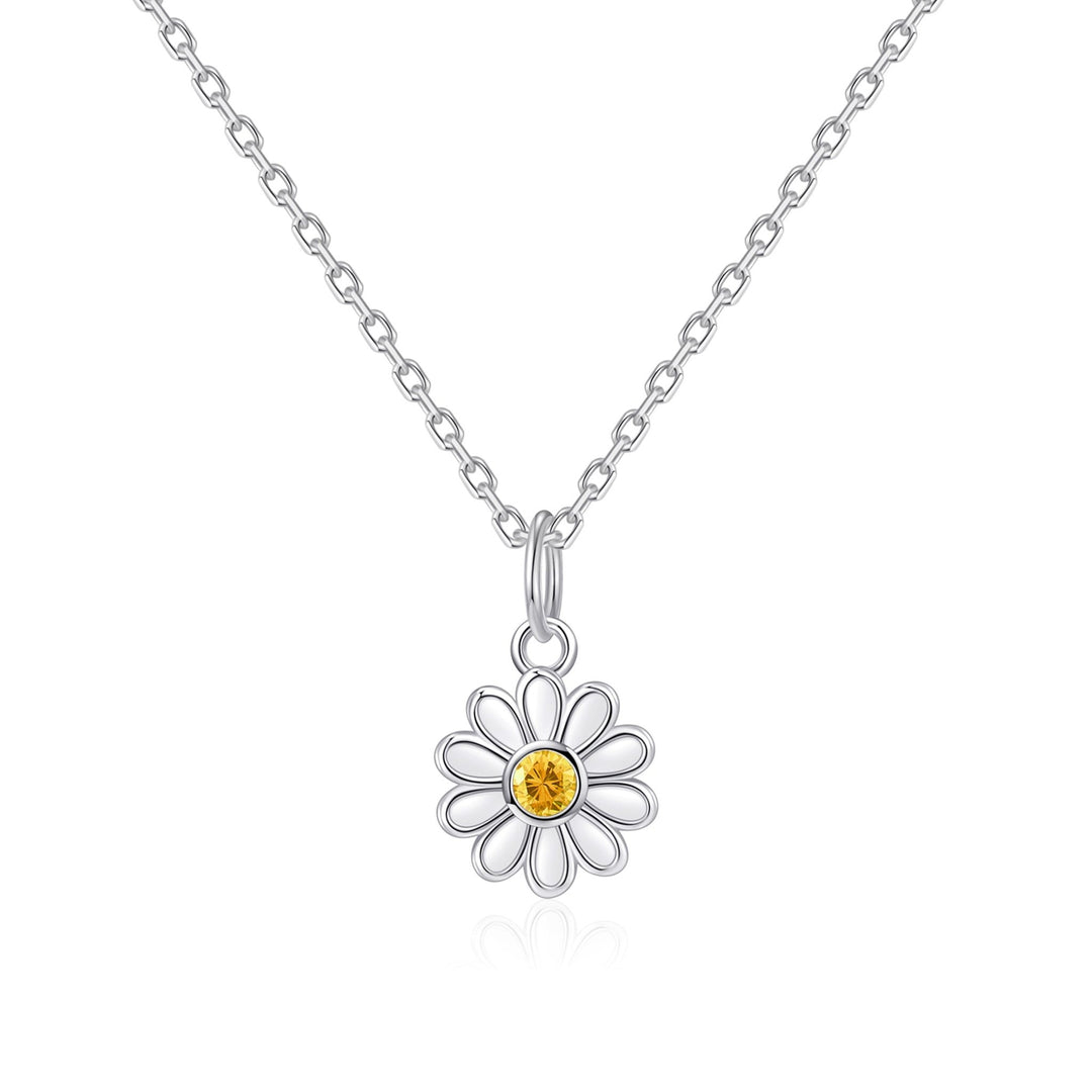 Kids Sterling Silver Daisy Necklace Created with Zircondia® Crystals - Philip Jones Jewellery