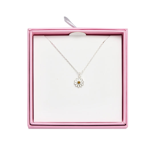 Kids Sterling Silver Daisy Necklace Created with Zircondia® Crystals - Philip Jones Jewellery