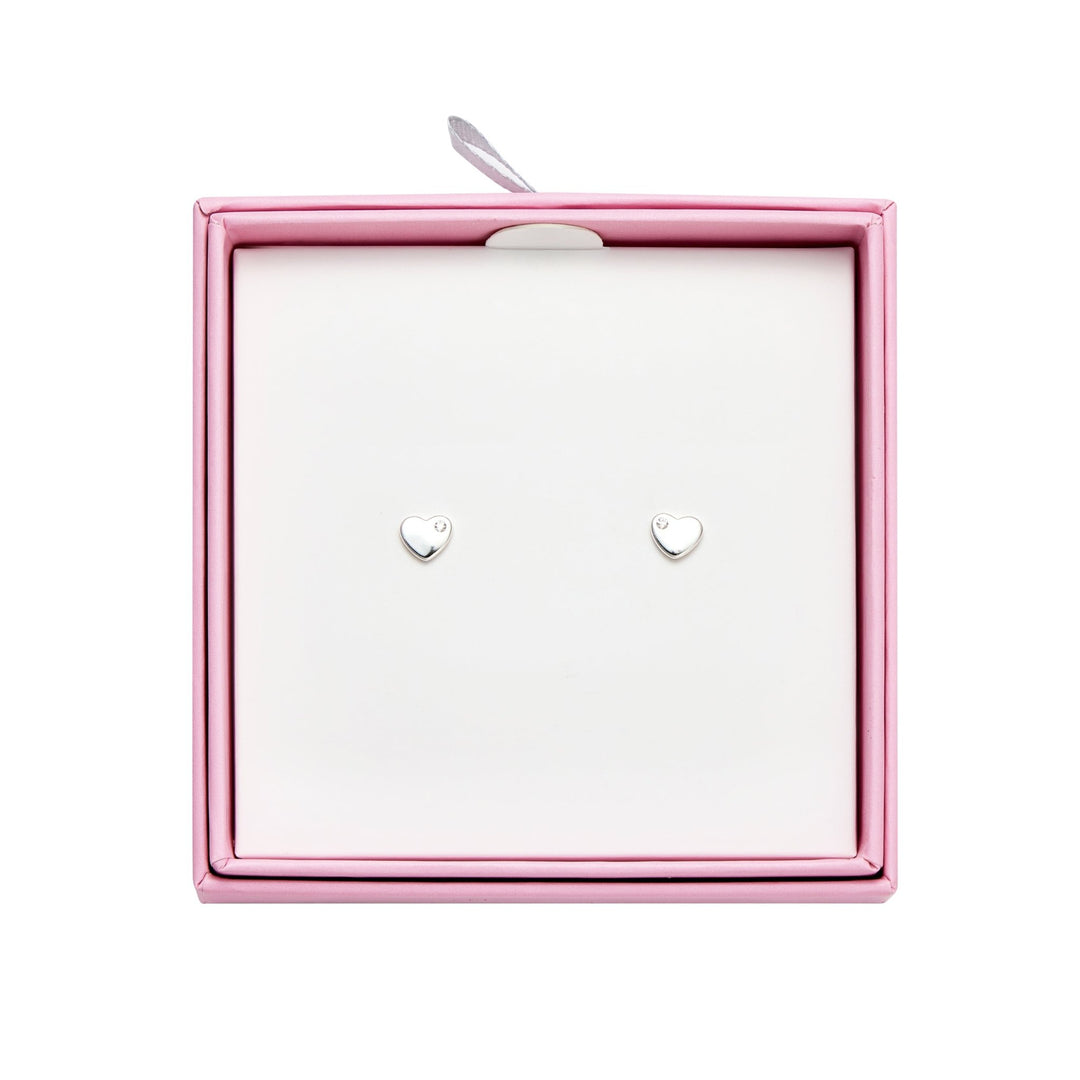 Kids Sterling Silver Heart Earrings Created with Zircondia® Crystals - Philip Jones Jewellery