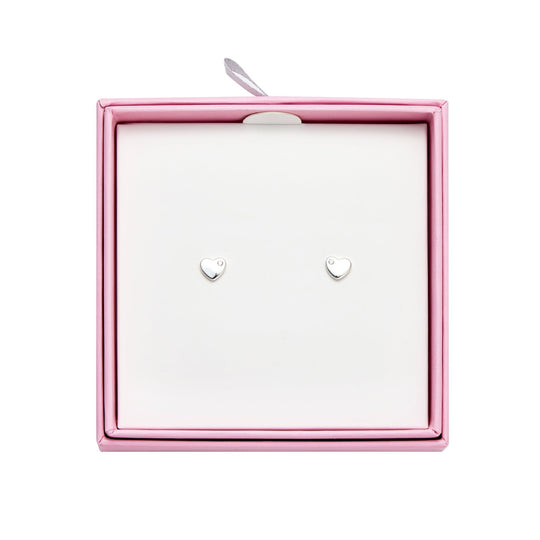 Kids Sterling Silver Heart Earrings Created with Zircondia® Crystals - Philip Jones Jewellery
