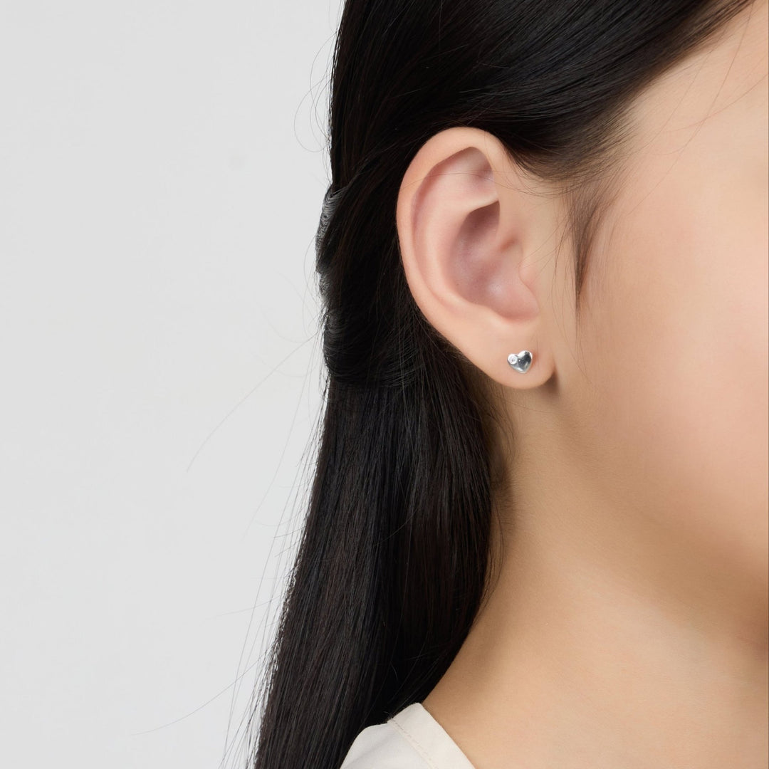 Kids Sterling Silver Heart Earrings Created with Zircondia® Crystals - Philip Jones Jewellery