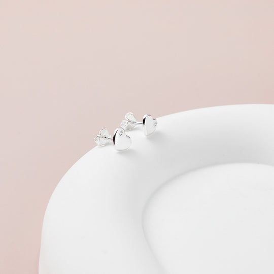 Kids Sterling Silver Heart Earrings Created with Zircondia® Crystals - Philip Jones Jewellery