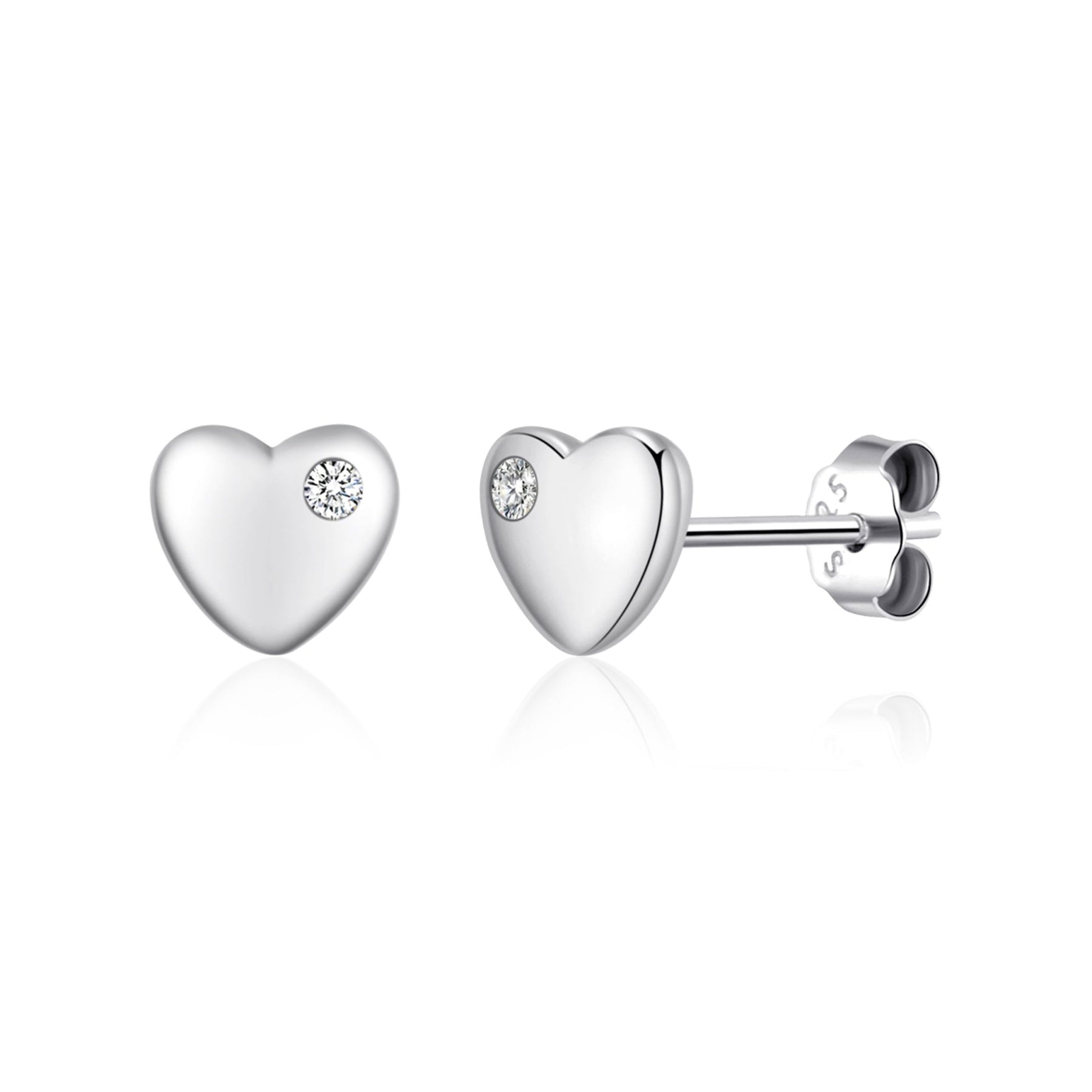 Philip Jones Kids Jewellery collection - Genuine 925 sterling silver 3 kids sterling silver heart earrings created with zircondia crystals 9368255