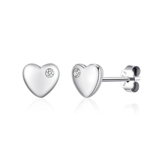 Kids Sterling Silver Heart Earrings Created with Zircondia® Crystals - Philip Jones Jewellery
