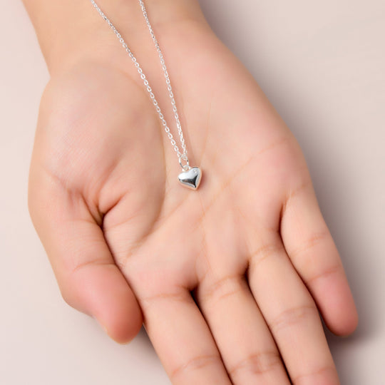 Kids Sterling Silver Heart Necklace Created with Zircondia® Crystals - Philip Jones Jewellery