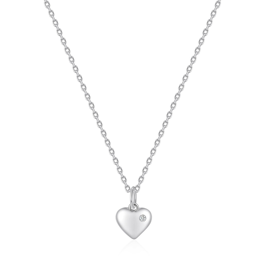 Kids Sterling Silver Heart Necklace Created with Zircondia® Crystals - Philip Jones Jewellery
