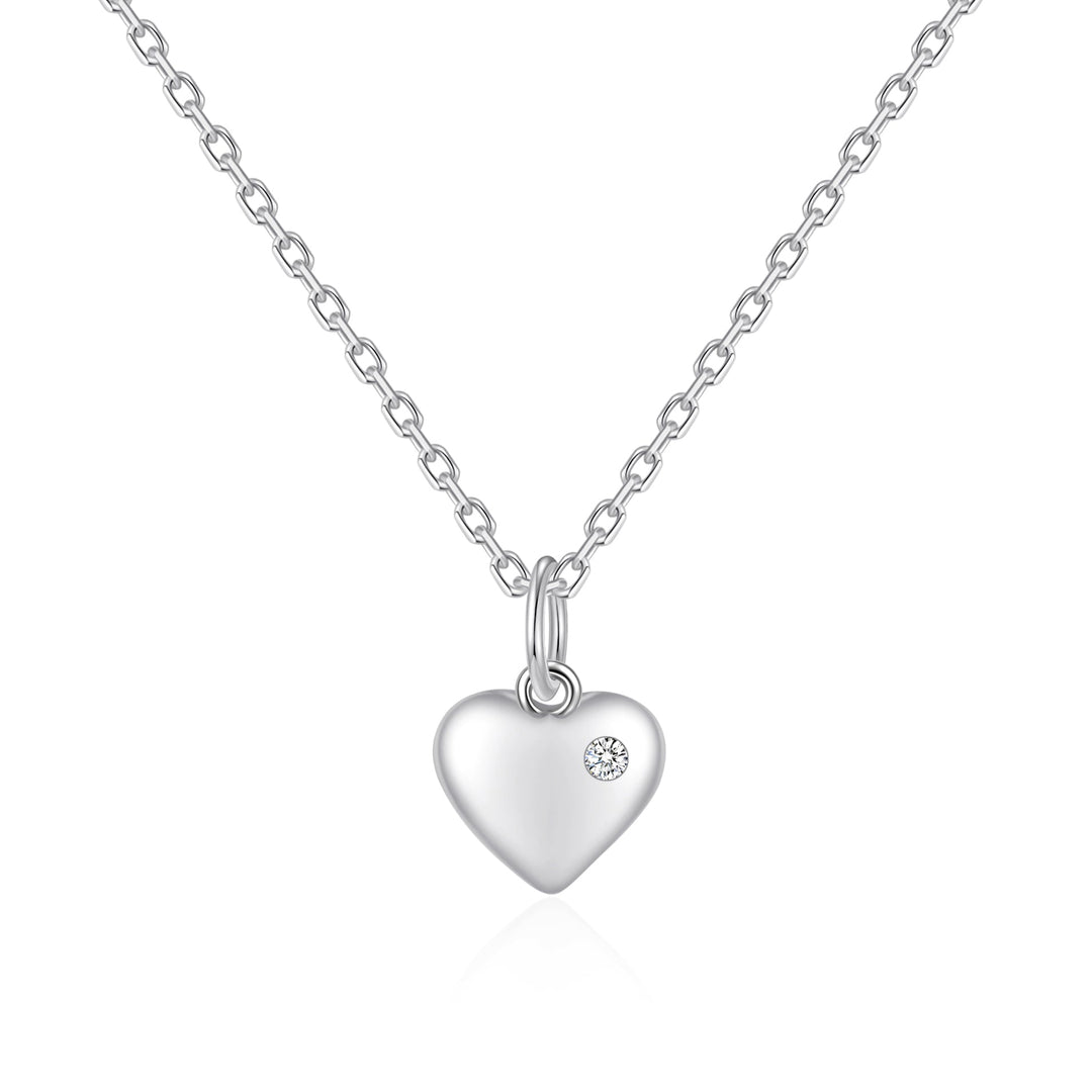 Kids Sterling Silver Heart Necklace Created with Zircondia® Crystals - Philip Jones Jewellery