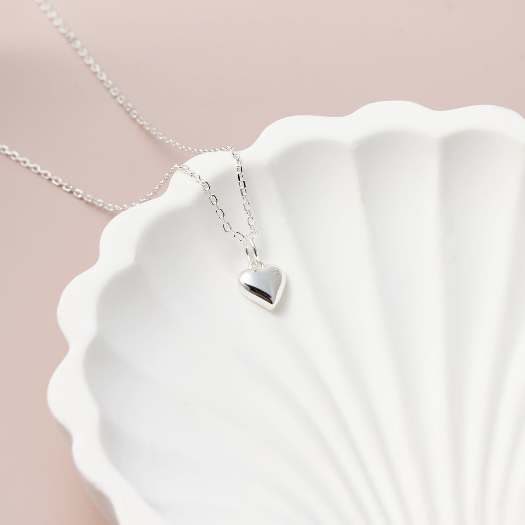 Kids Sterling Silver Heart Necklace Created with Zircondia® Crystals - Philip Jones Jewellery
