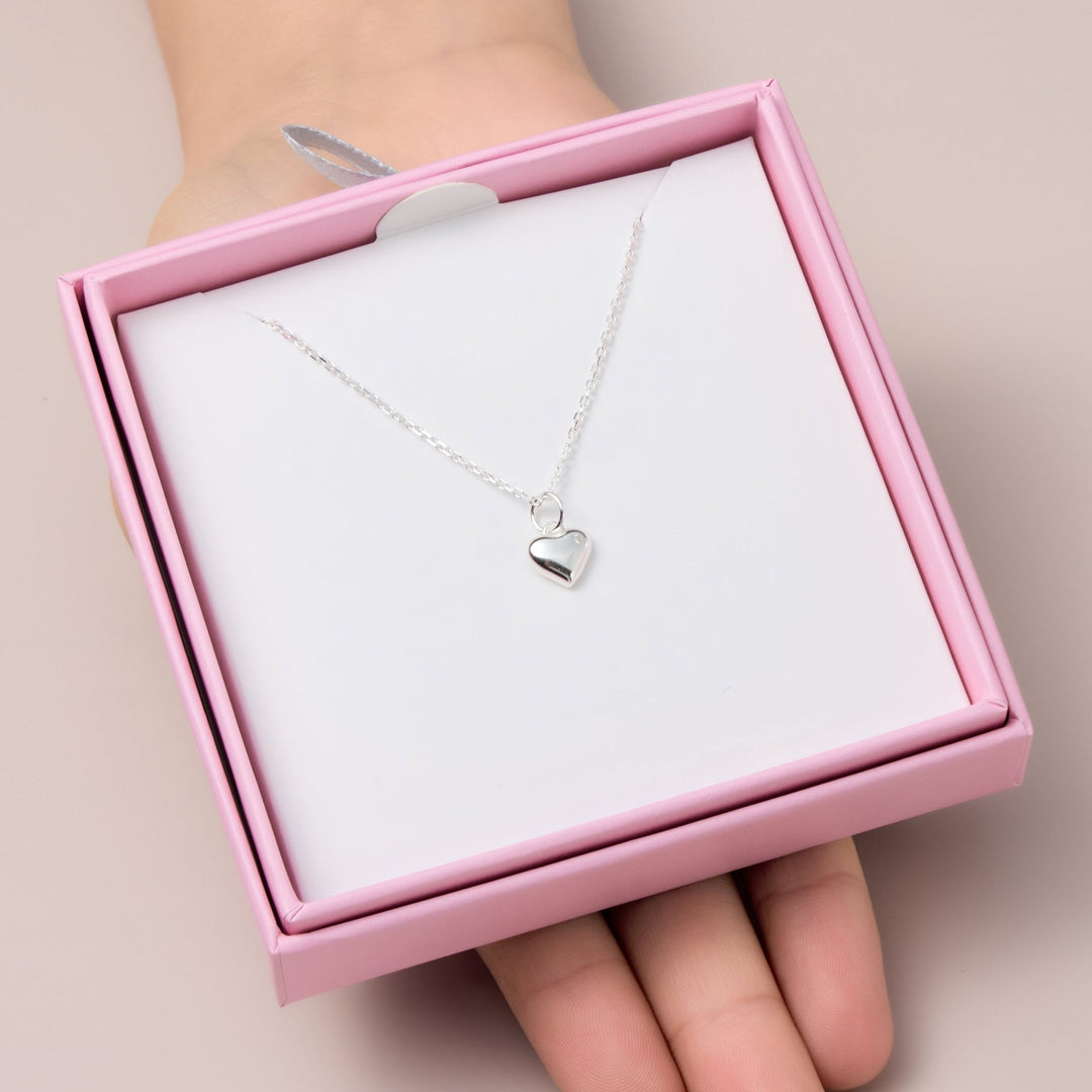 Kids Sterling Silver Heart Necklace Created with Zircondia® Crystals - Philip Jones Jewellery