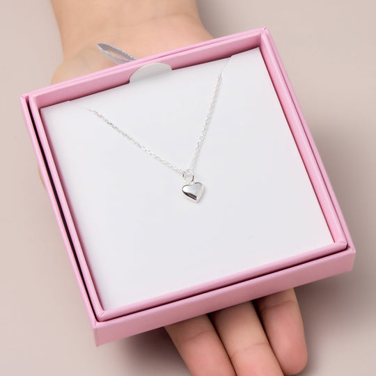 Kids Sterling Silver Heart Necklace Created with Zircondia® Crystals - Philip Jones Jewellery