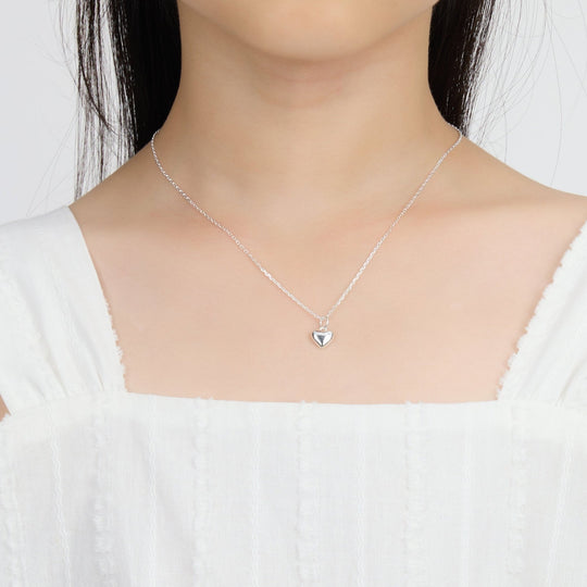 Kids Sterling Silver Heart Necklace Created with Zircondia® Crystals - Philip Jones Jewellery