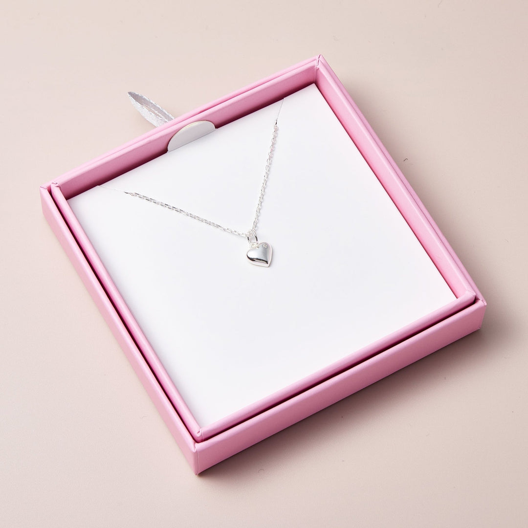 Kids Sterling Silver Heart Necklace Created with Zircondia® Crystals - Philip Jones Jewellery