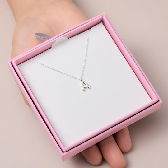 Kid's Sterling Silver Letter A Initial Necklace - Philip Jones Jewellery