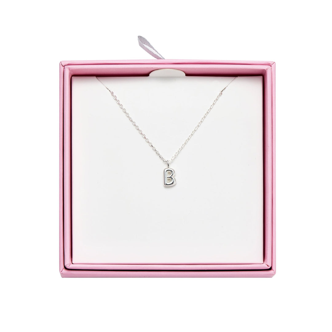 Kid's Sterling Silver Letter B Initial Necklace - Philip Jones Jewellery
