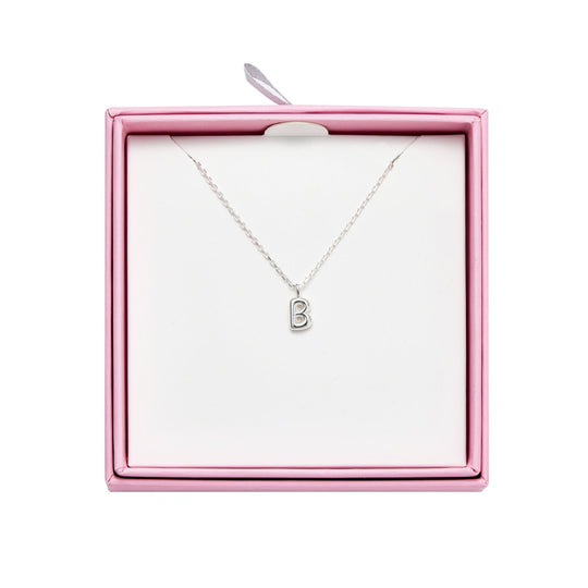 Kid's Sterling Silver Letter B Initial Necklace - Philip Jones Jewellery