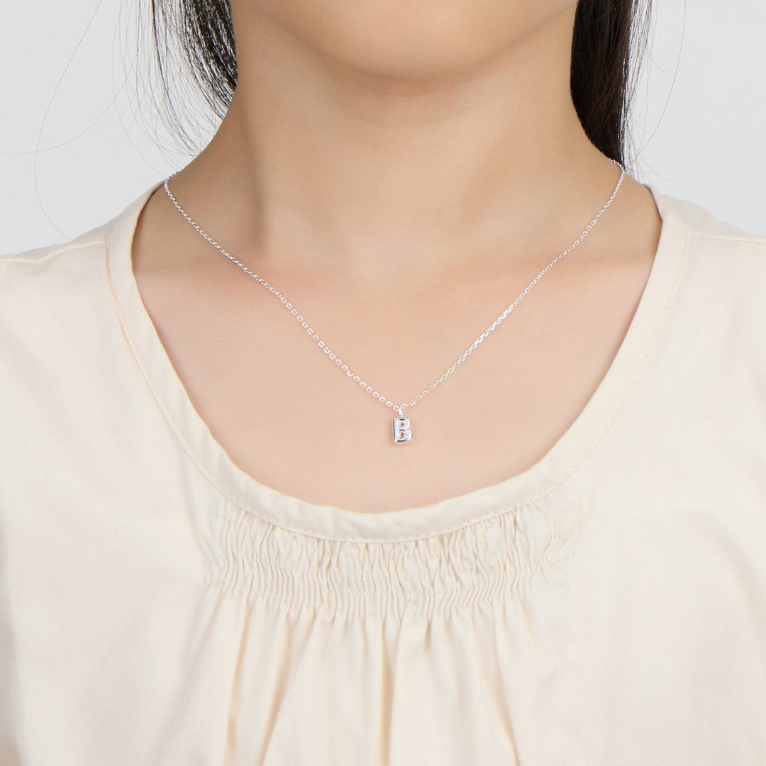 Kid's Sterling Silver Letter B Initial Necklace - Philip Jones Jewellery