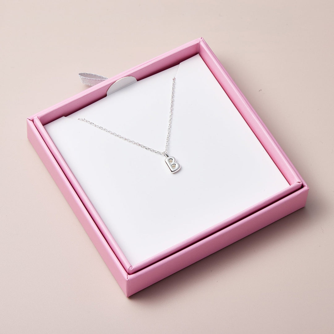 Kid's Sterling Silver Letter B Initial Necklace - Philip Jones Jewellery