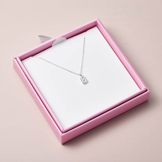 Kid's Sterling Silver Letter B Initial Necklace - Philip Jones Jewellery