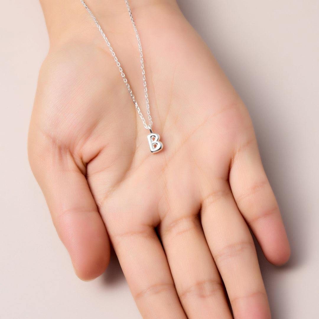 Kid's Sterling Silver Letter B Initial Necklace - Philip Jones Jewellery