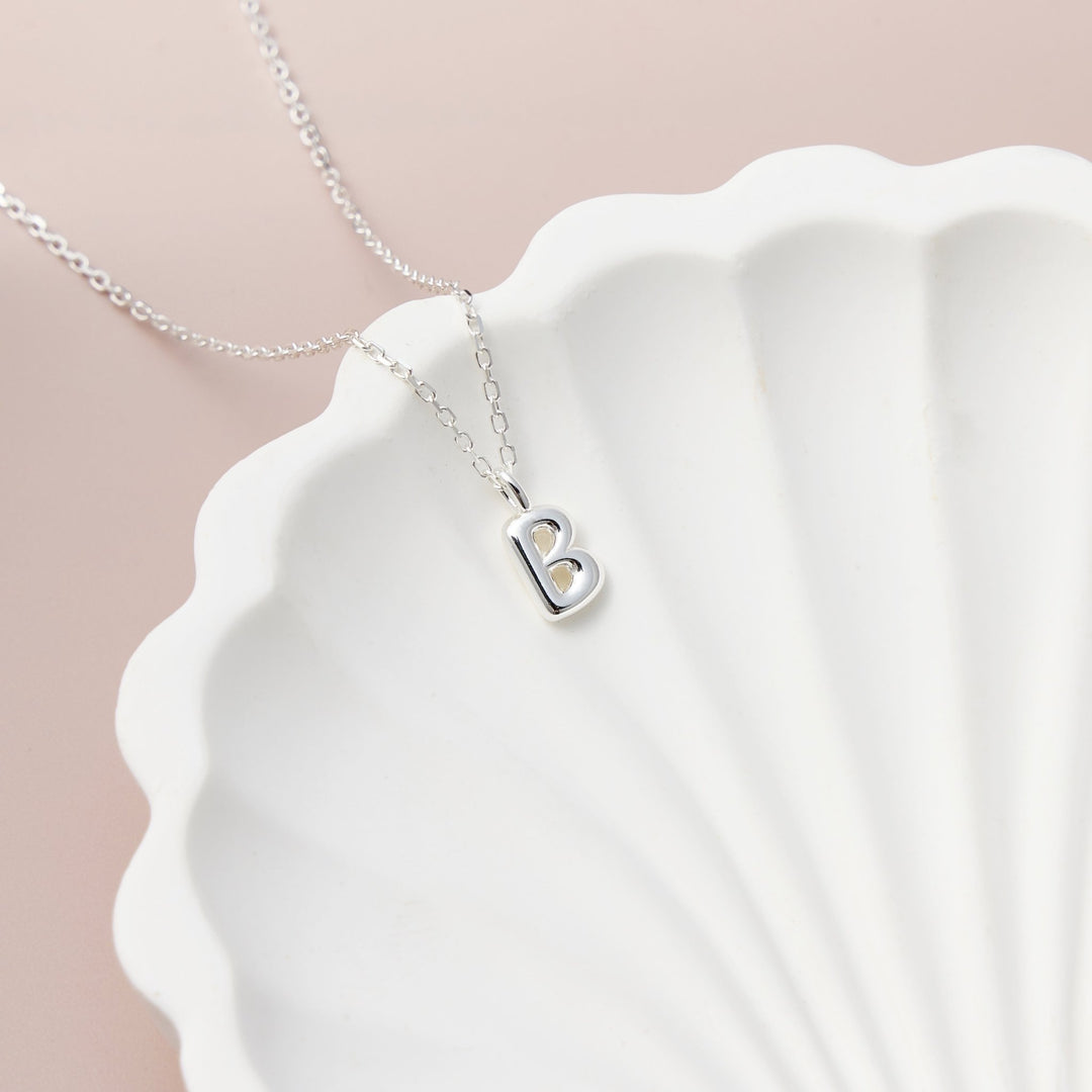 Kid's Sterling Silver Letter B Initial Necklace - Philip Jones Jewellery