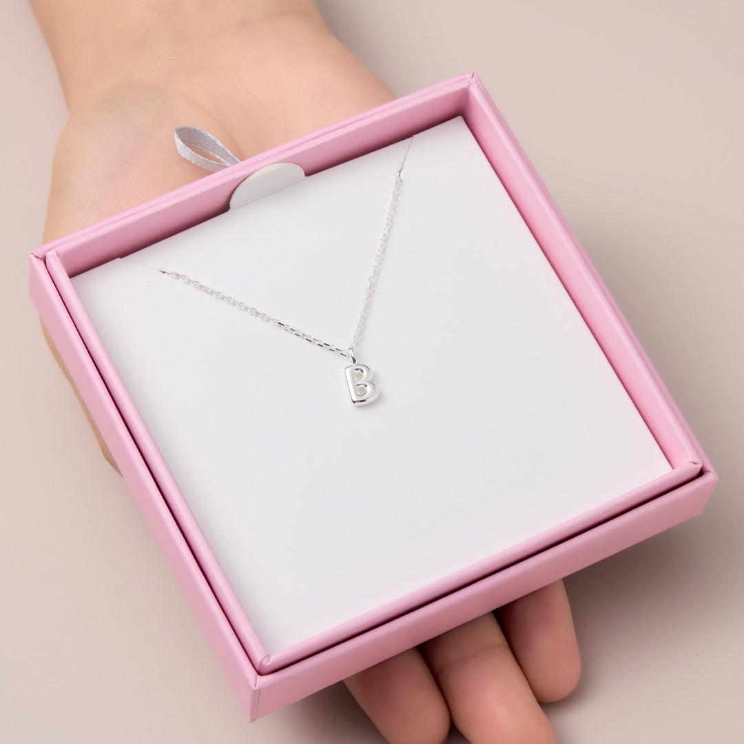 Kid's Sterling Silver Letter B Initial Necklace - Philip Jones Jewellery