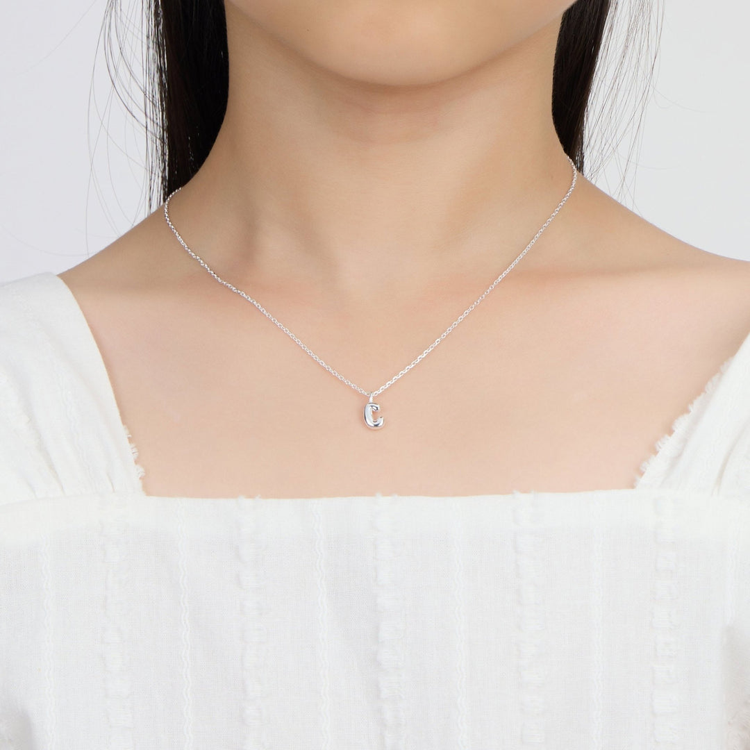 Kid's Sterling Silver Letter C Initial Necklace - Philip Jones Jewellery
