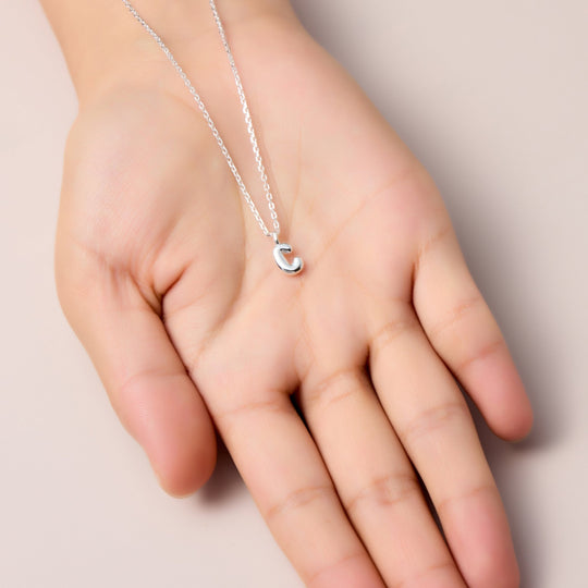 Kid's Sterling Silver Letter C Initial Necklace - Philip Jones Jewellery