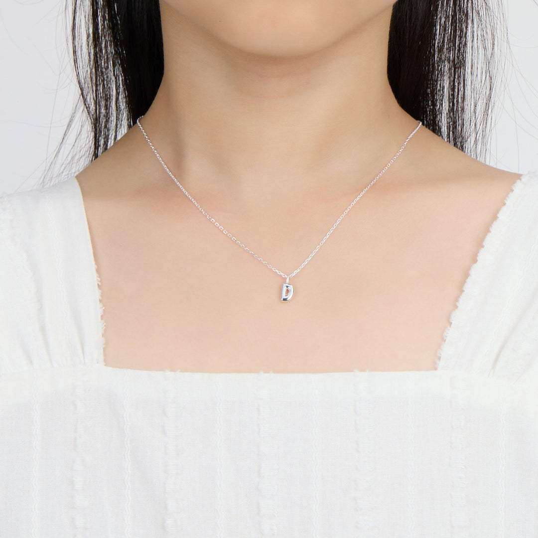 Kid's Sterling Silver Letter D Initial Necklace - Philip Jones Jewellery