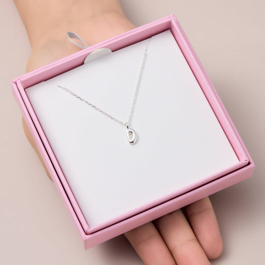 Kid's Sterling Silver Letter D Initial Necklace - Philip Jones Jewellery