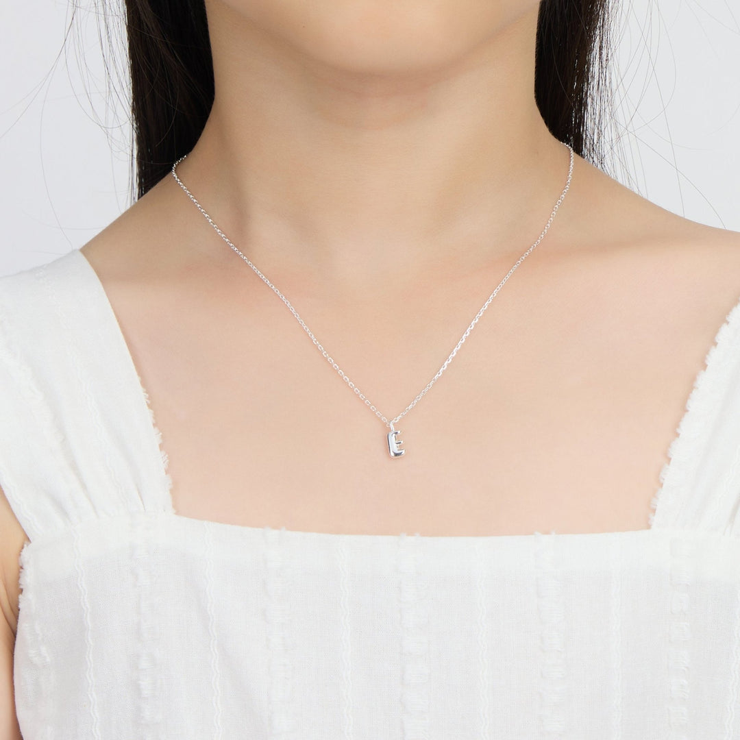 Kid's Sterling Silver Letter E Initial Necklace - Philip Jones Jewellery