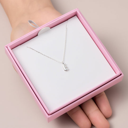 Kid's Sterling Silver Letter E Initial Necklace - Philip Jones Jewellery